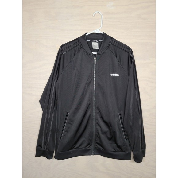 Adidas Men's SZ XL Track Jacket 3 Stripes Full Zip Long Sleeve Sportswear Black - Picture 1 of 10